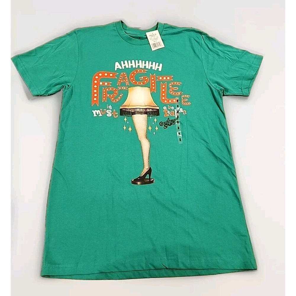 A CHRISTMAS STORY LEG LAMP FRAGILE T-Shirt Med‎ NEW w/ TAG Holiday Movie